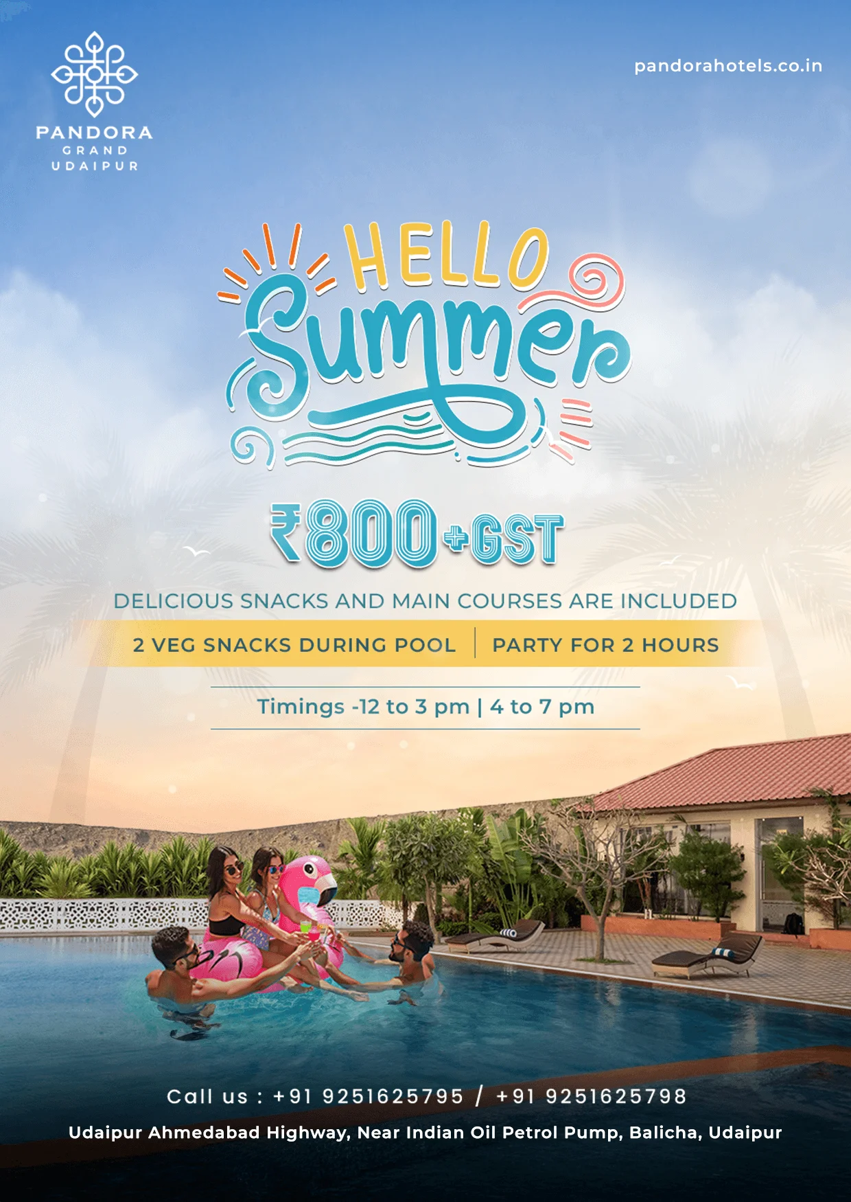 Padora udaipur pool Package