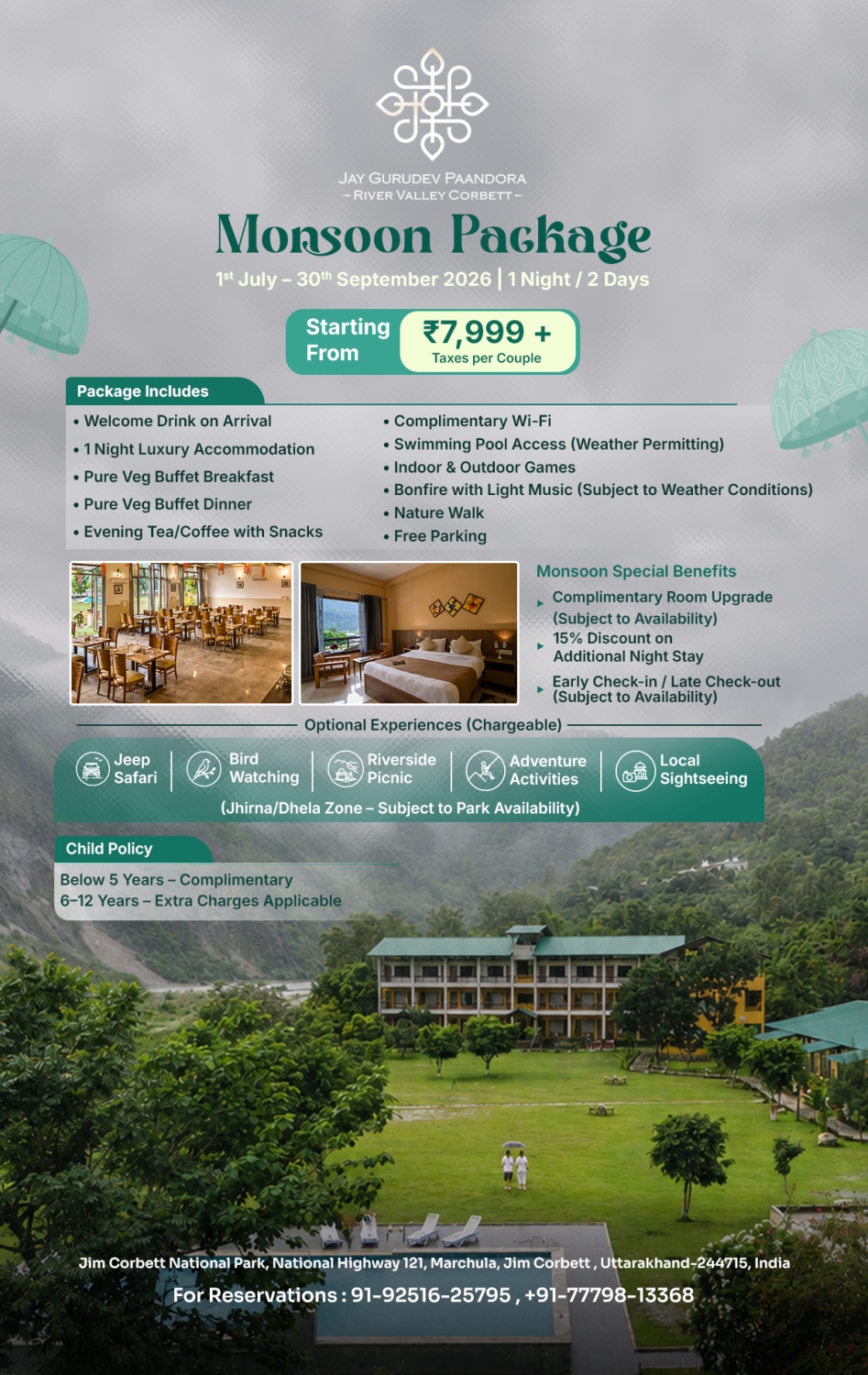 Monsoon package Jim Corbett